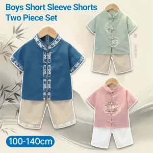 Boys Short Sleeve Hanfu Shorts Two Piece Set