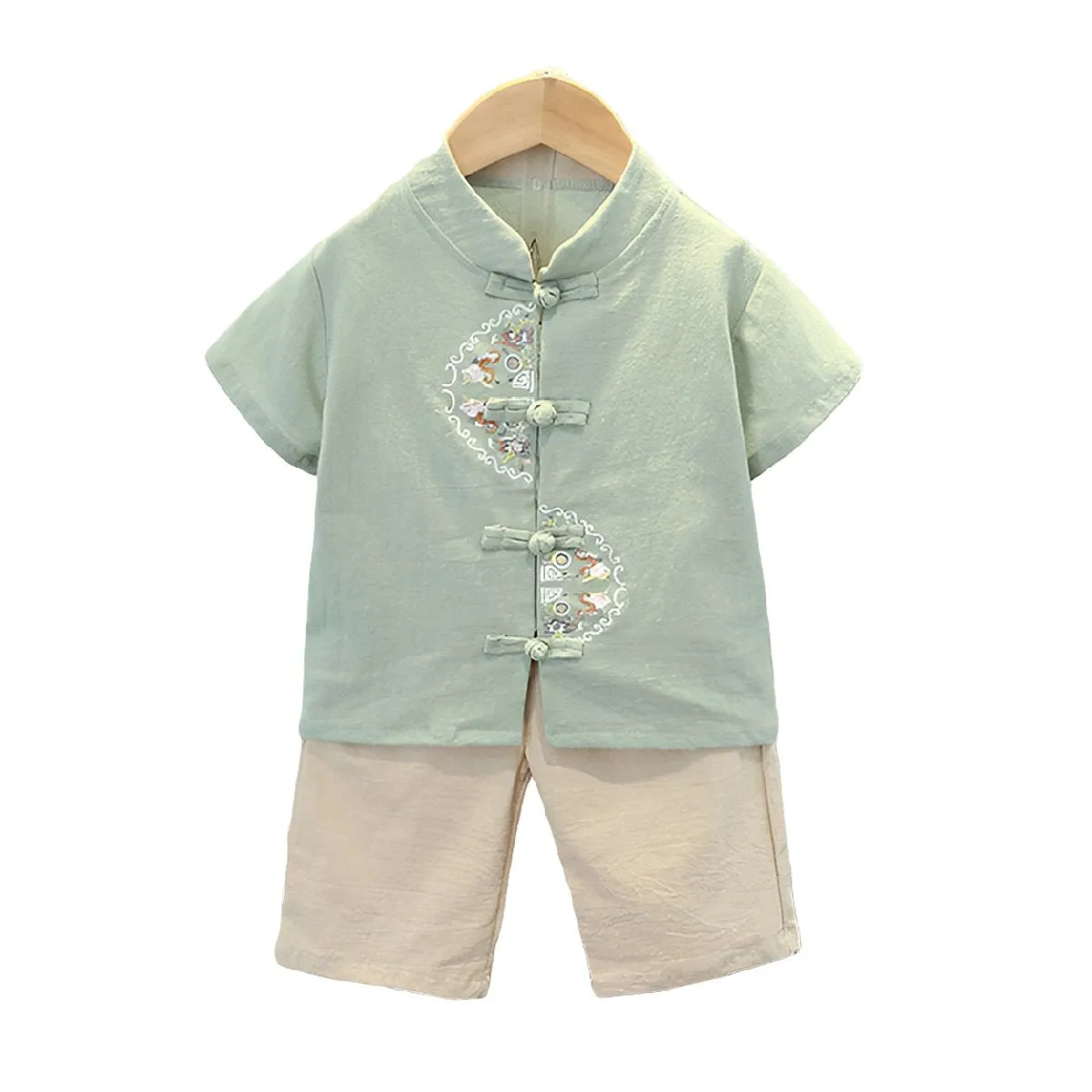 Boys Short Sleeve Hanfu Shorts Two Piece Set