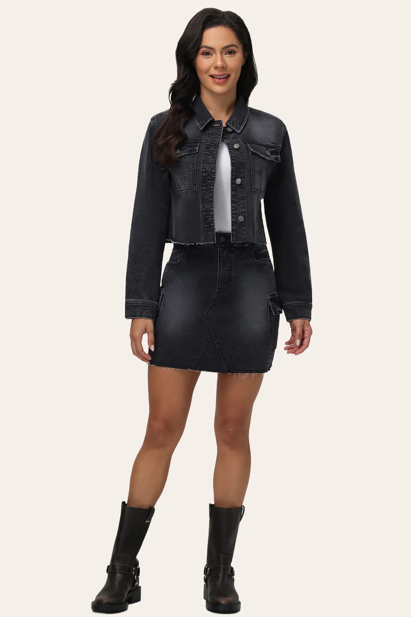 Cargo Denim Mini Skirt