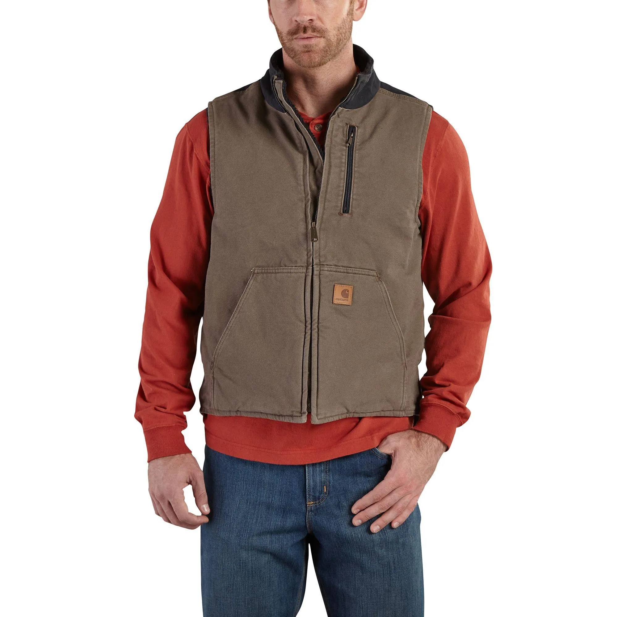 Carhartt Mock Neck Vest Sherpa Lined Sandstone