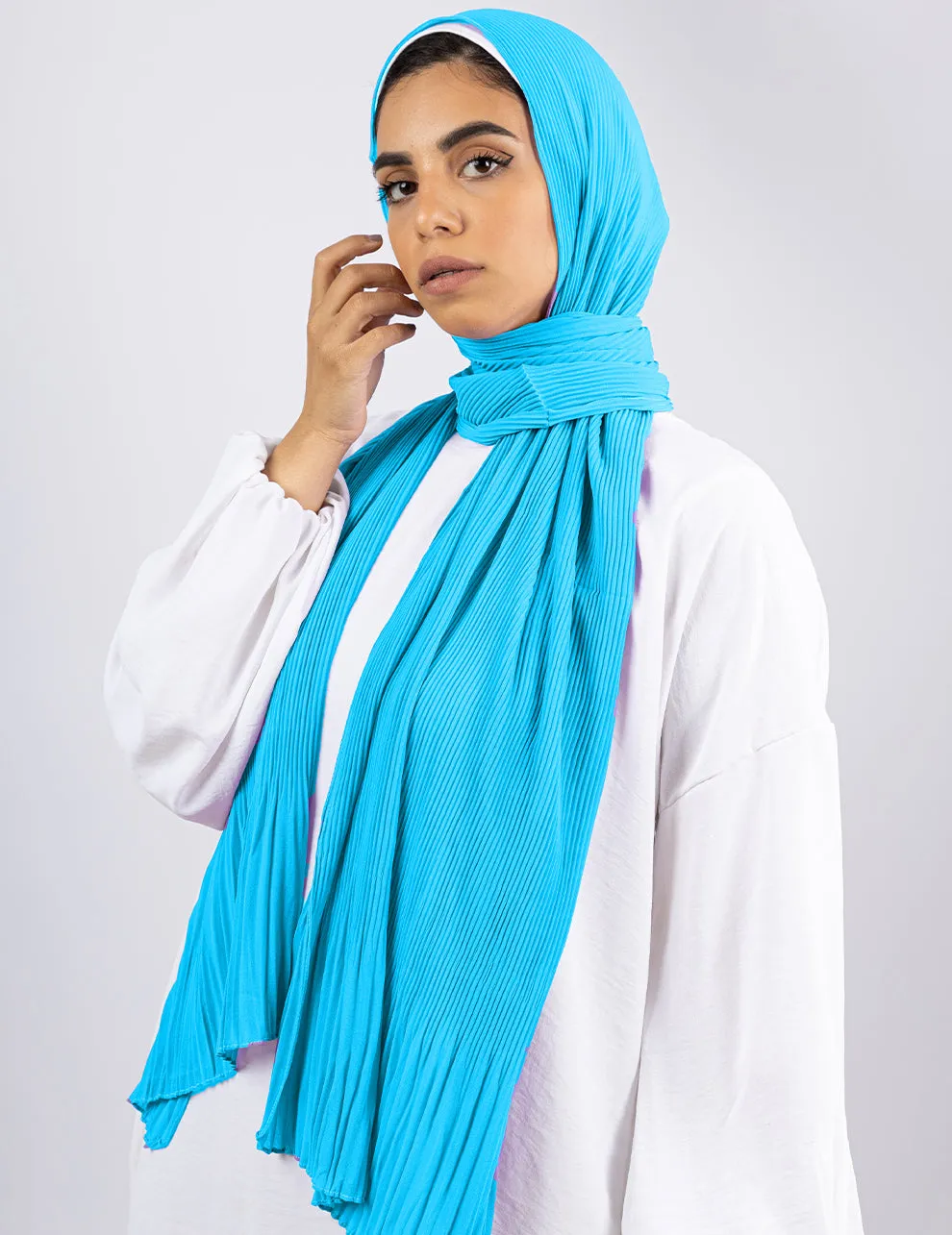 Cascade Pleat Hijab - Sky Blue