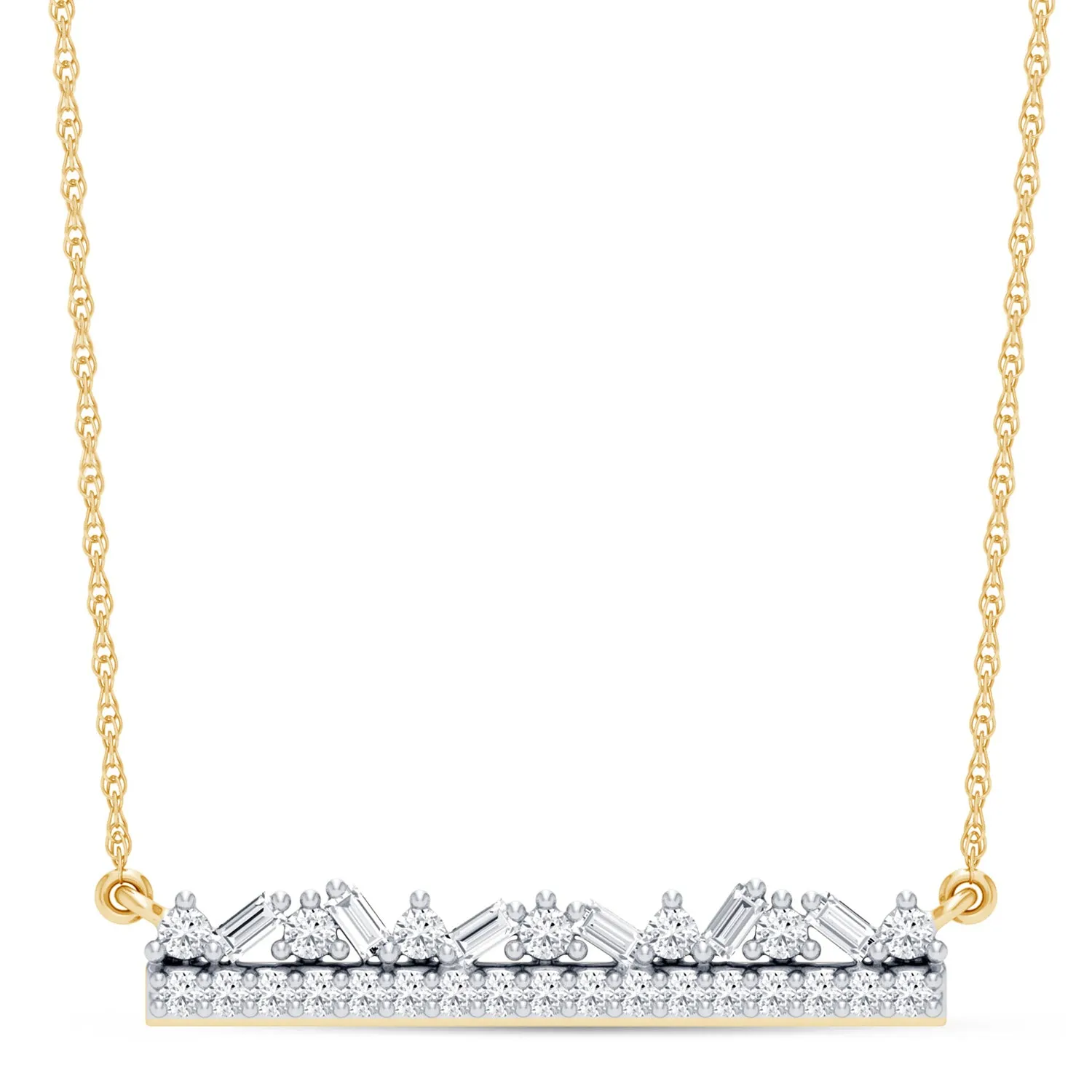 Celebration 10ct Yellow Gold Baguette & Round Cut 0.20 Carat tw Lab Grown Diamonds Pendant Chain Included