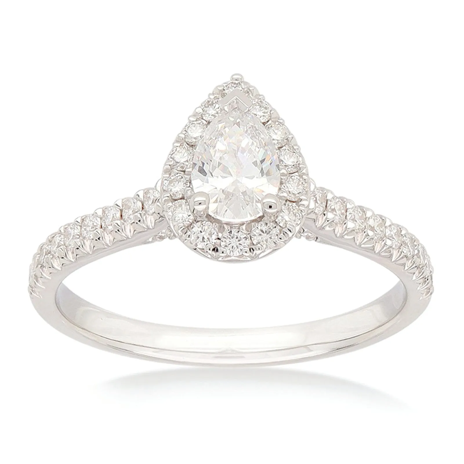 Celebration 18ct White Gold Pear and Round Cut 0.75 Carat tw Lab Grown Diamonds Ring