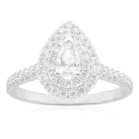 Celebration 18ct White Gold with Pear & Round Cut 1 CARAT tw of Certified Lab Grown Diamonds Ring