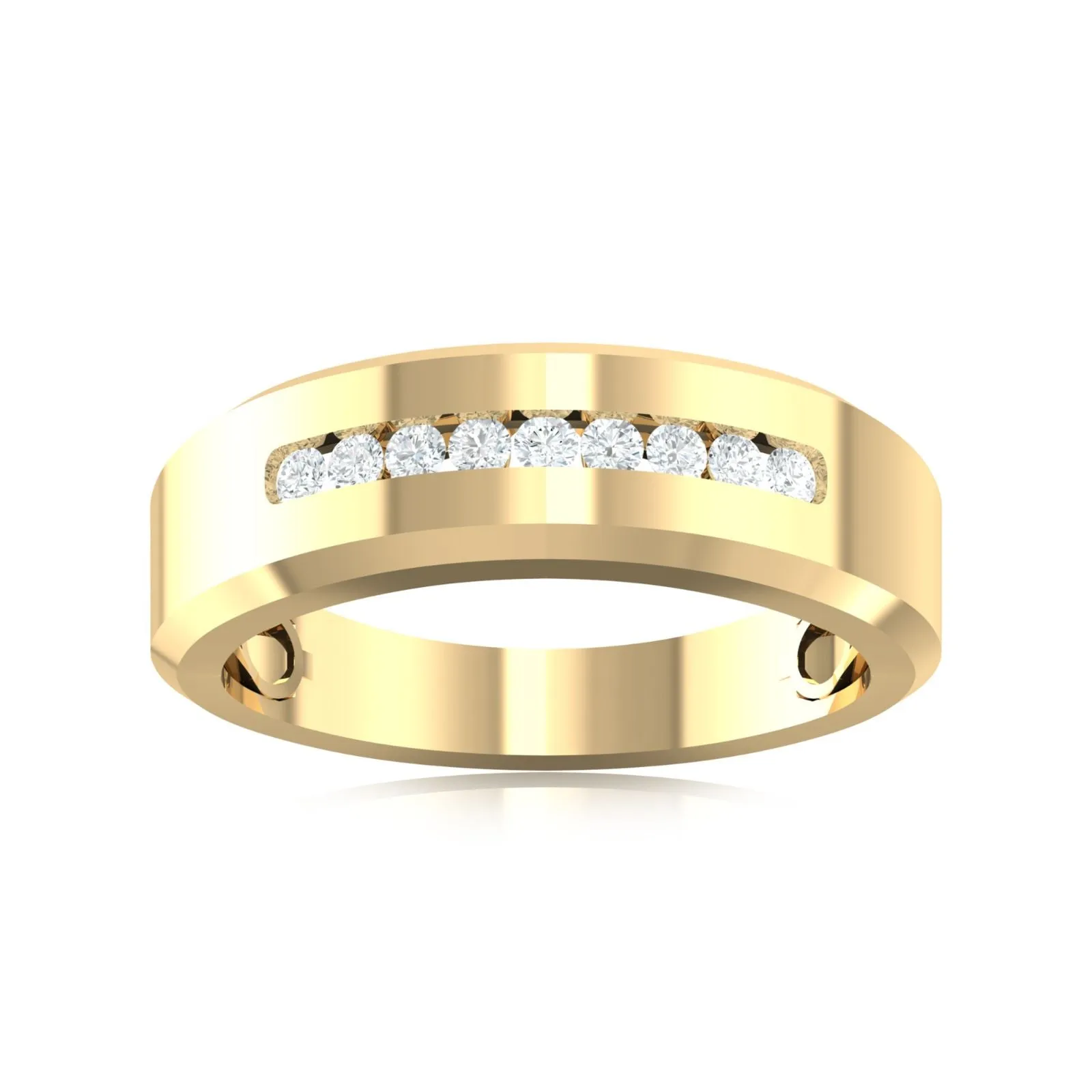 Celebration 9ct Yellow Gold Round Brilliant Cut 0.27 Carat tw Men's Lab Grown Diamond Wedding Band