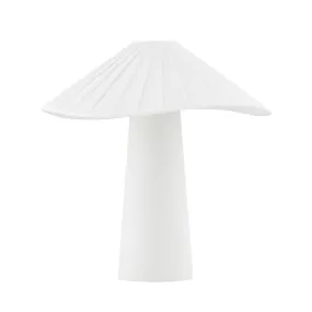 Chanterelle Table Lamp Natural Linen with Patina Brass Accents