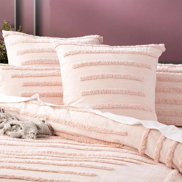 Classic Cotton Vintage Washed Tufted Quilt Cover Set BLUSH by Revive Living