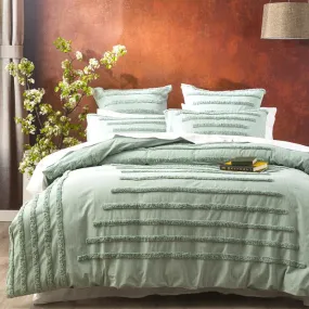 Classic Cotton Vintage Washed Tufted Quilt Cover Set SAGE by Revive Living