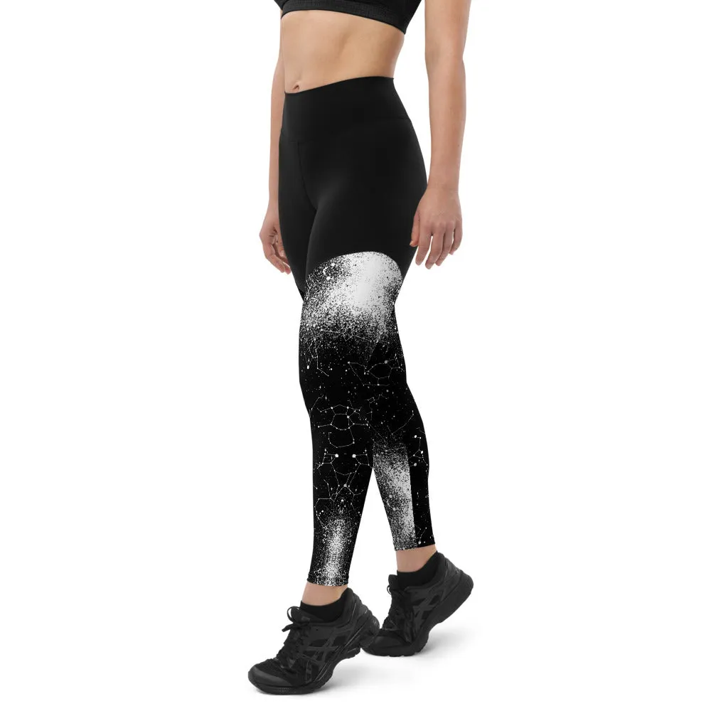 Constellation Sports Leggings - Slimming Effect Compression Fabric with Bum-lift cut - UPF 50  Protection, Vegan Sportswear