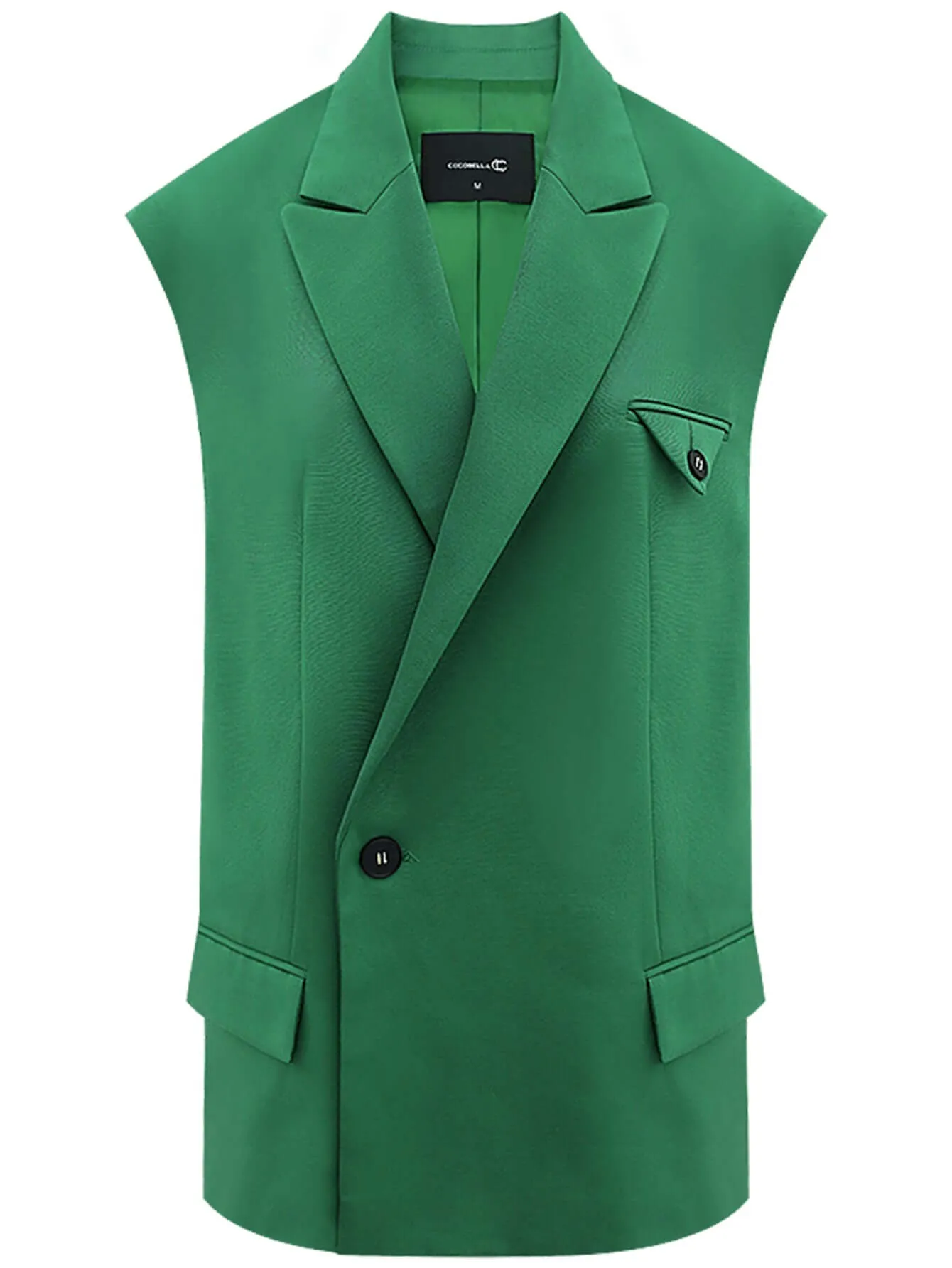 Cool Flap Single Breasted Green Vest