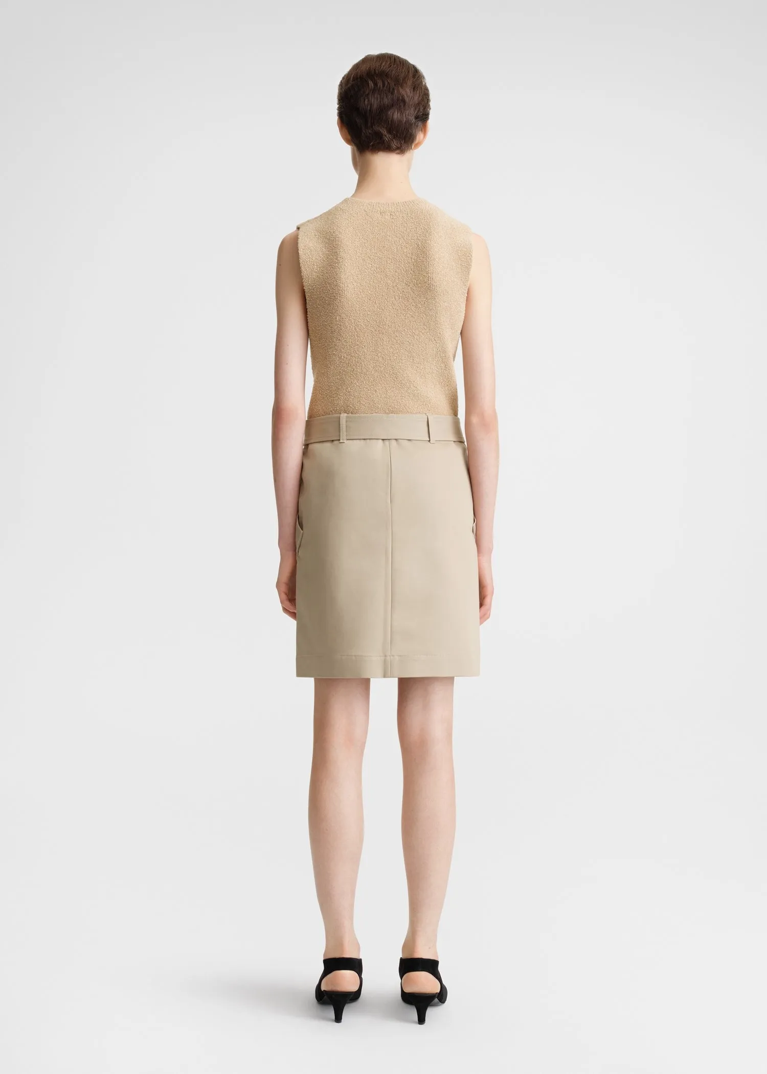 Cotton trench skirt fawn