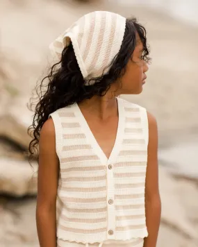 CROCHET SCARF HEADBAND || SAND STRIPE