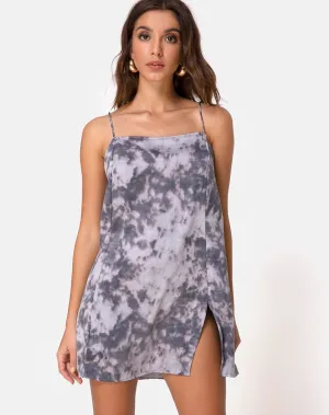 Datista Dress in Bleached Tie Dye Grey