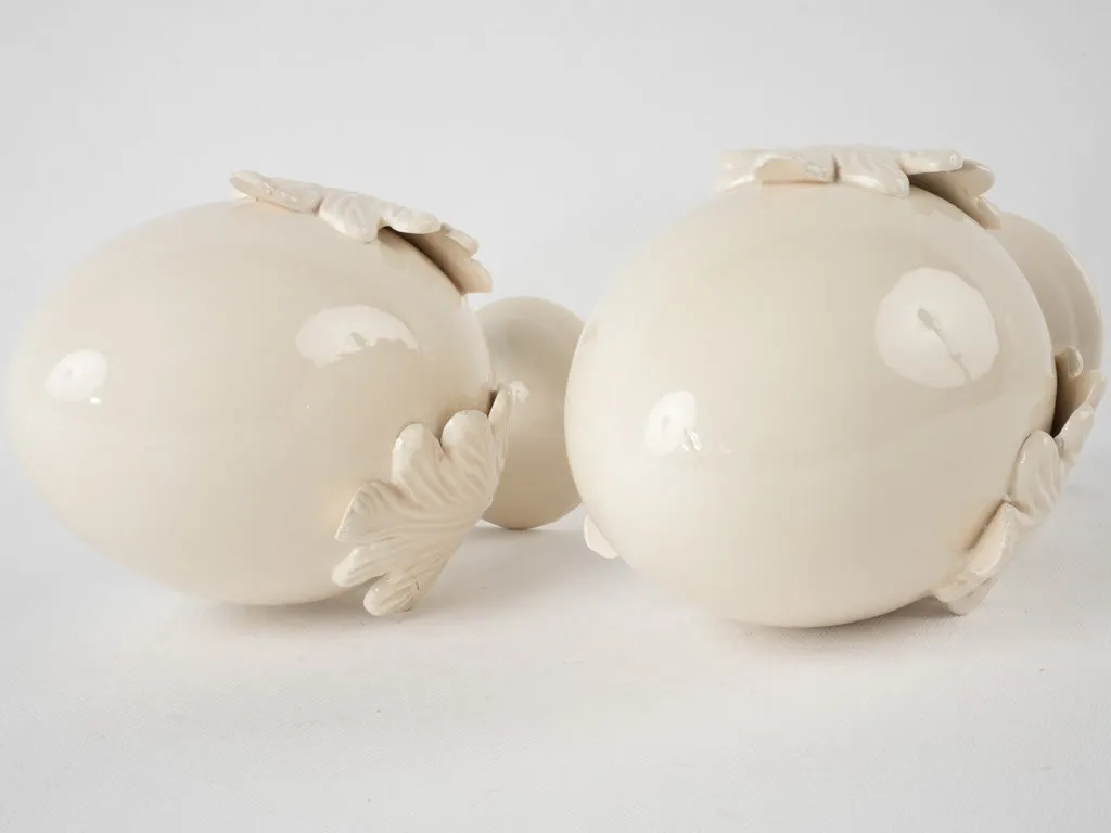 Decorative pair of egg ornaments - cream 9¾"