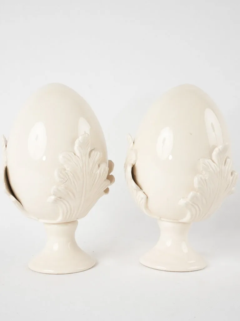 Decorative pair of egg ornaments - cream 9¾"