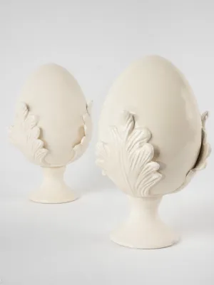 Decorative pair of egg ornaments - cream 9¾"