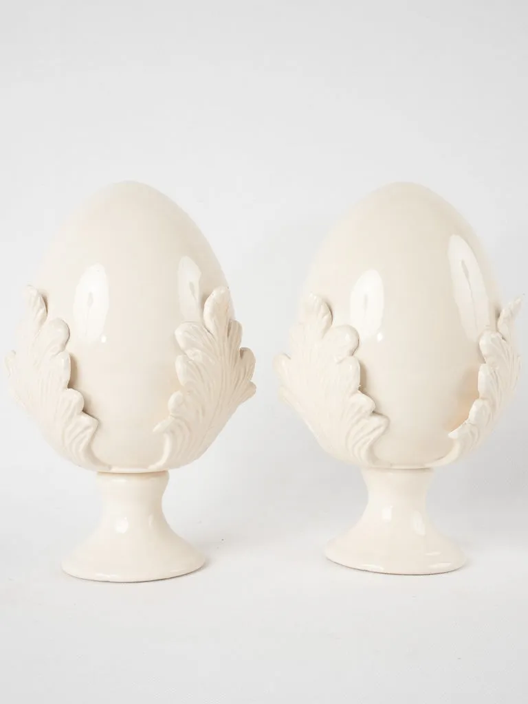 Decorative pair of egg ornaments - cream 9¾"