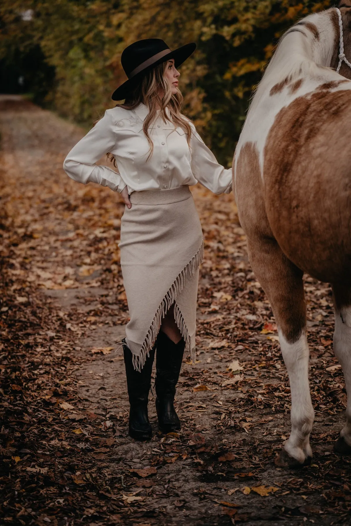 'Derby Fringe' Oatmeal Knit Skirt by Ariat (XS-XXL)