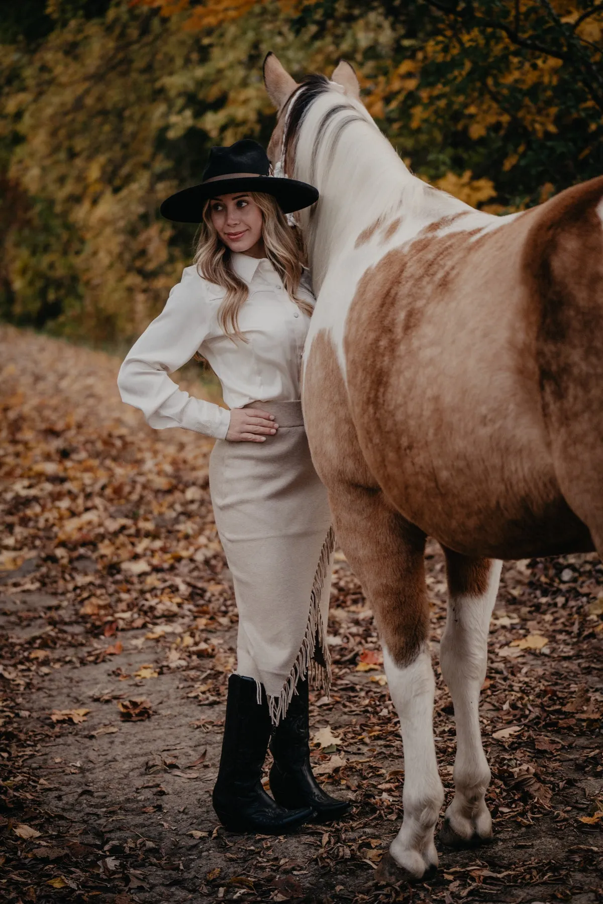 'Derby Fringe' Oatmeal Knit Skirt by Ariat (XS-XXL)