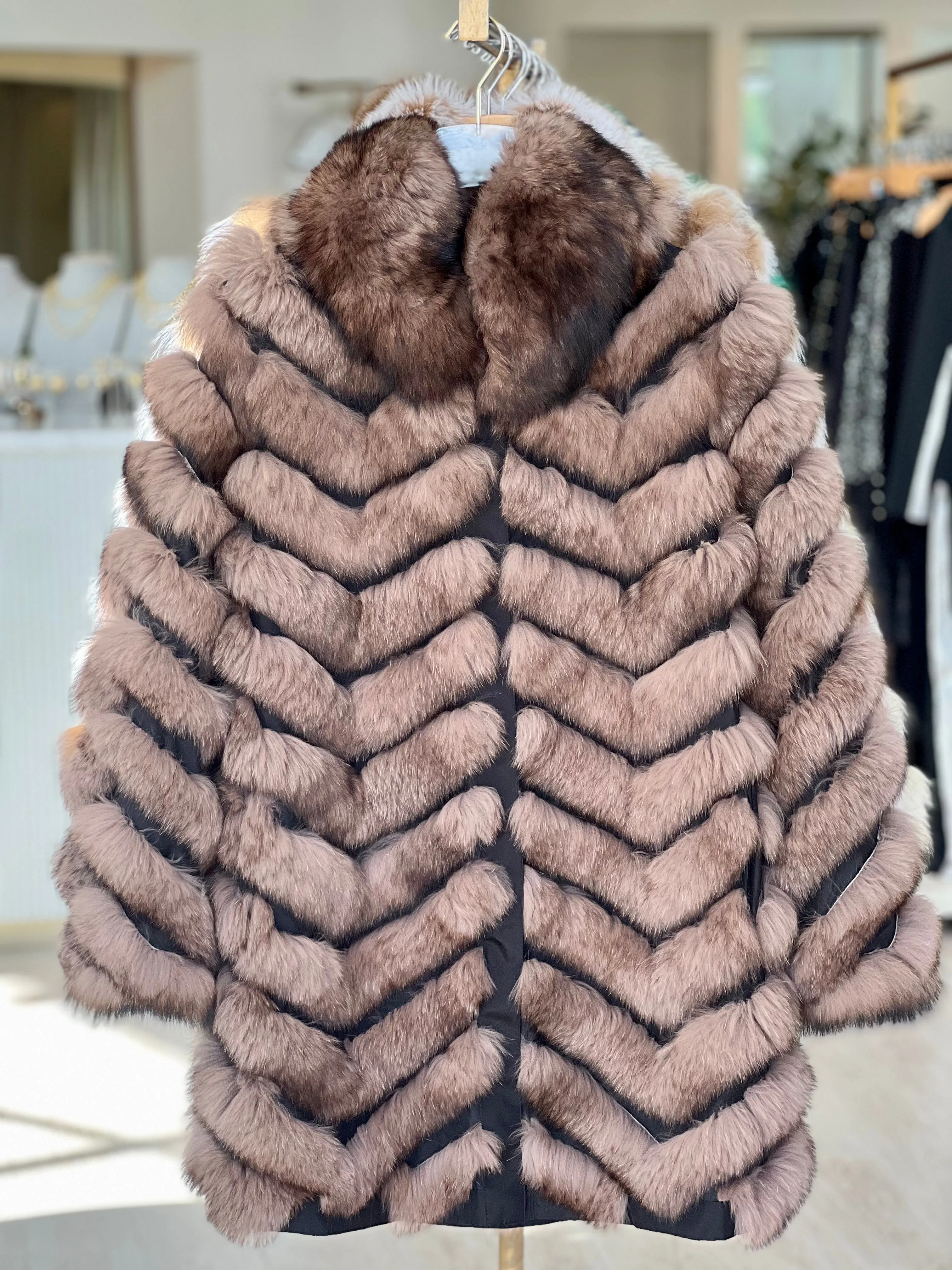 Di3040 Dark Chocolate Fur Travel Coat