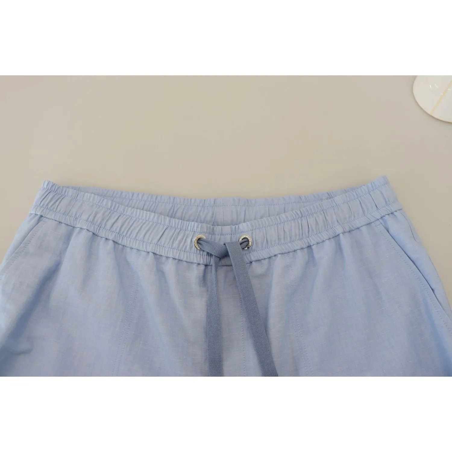 Dolce & Gabbana Elegant Light Blue Linen-Cotton Summer Shorts