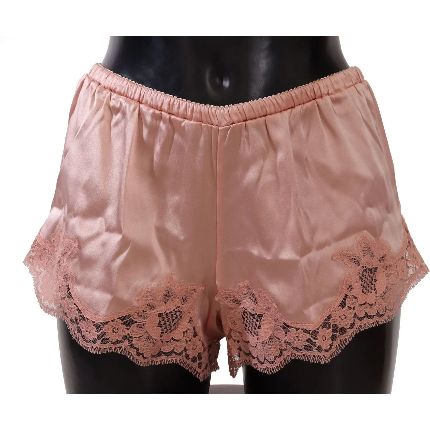 Dolce & Gabbana Elegant Powder Pink Silk Lace Lingerie Shorts