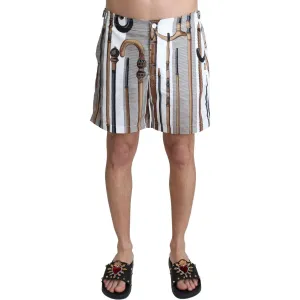 Dolce & Gabbana Elegant White Multicolor Swim Shorts