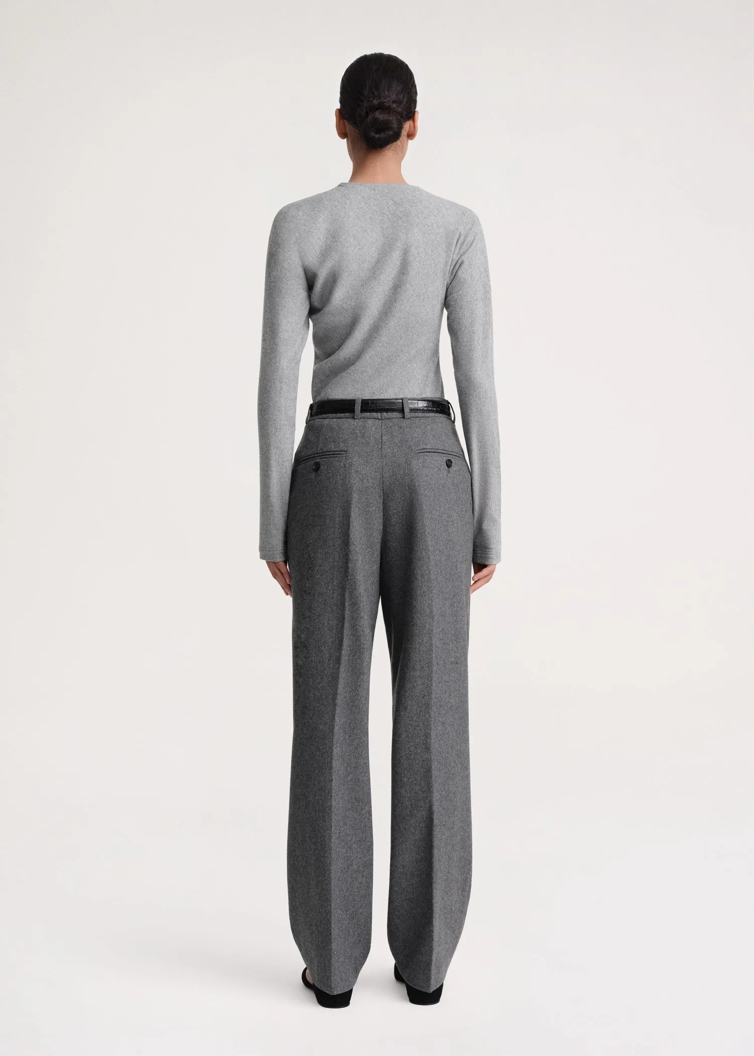 Double-pleated tailored trousers grey mélange