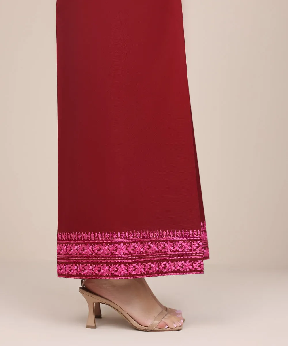 Embroidered Cambric Flared Pants