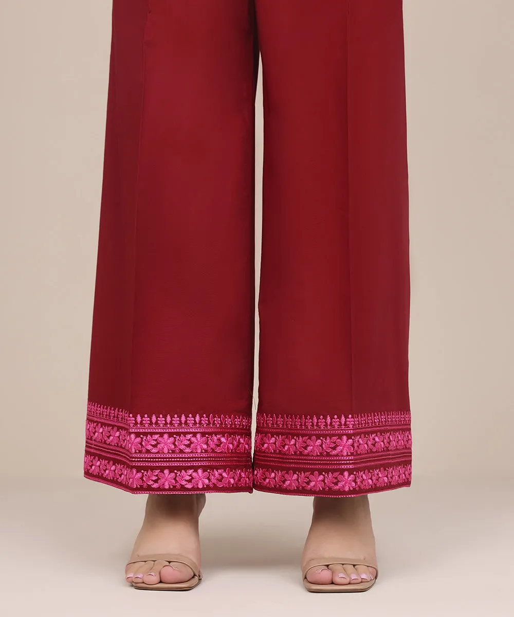 Embroidered Cambric Flared Pants