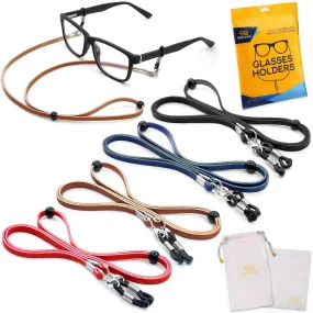 Eyeglasses Holder Strap Cord Premium Eco Leather 4 Pcs AntiSlip Clip Loop