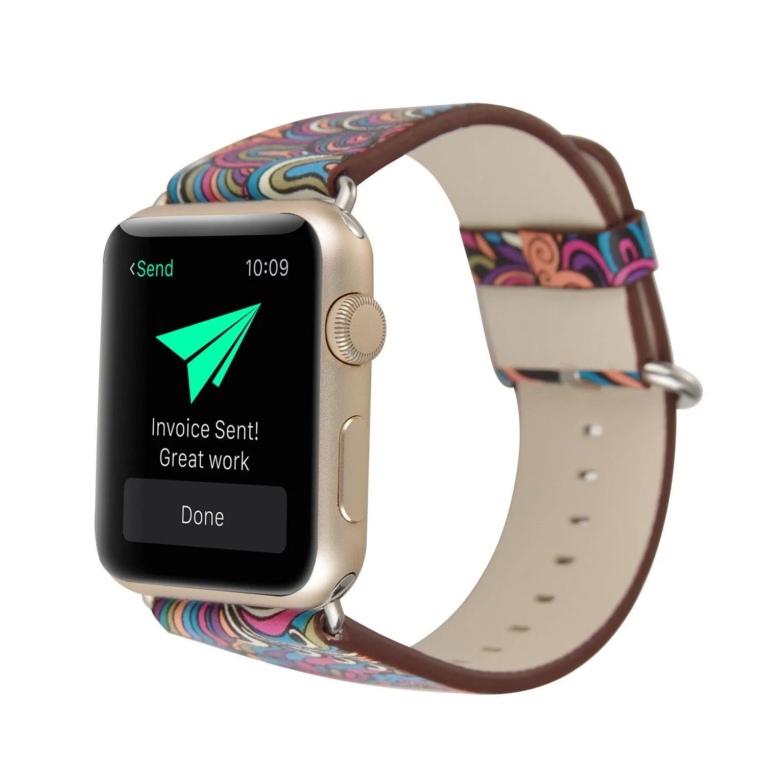 Fancy Paisley Print Leather Bands For Apple Watch Multiple Colors Available