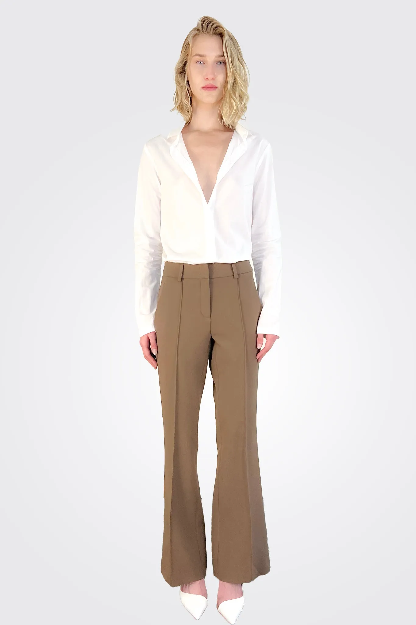 Fawn Flared Trousers - Hazelnut Fawn