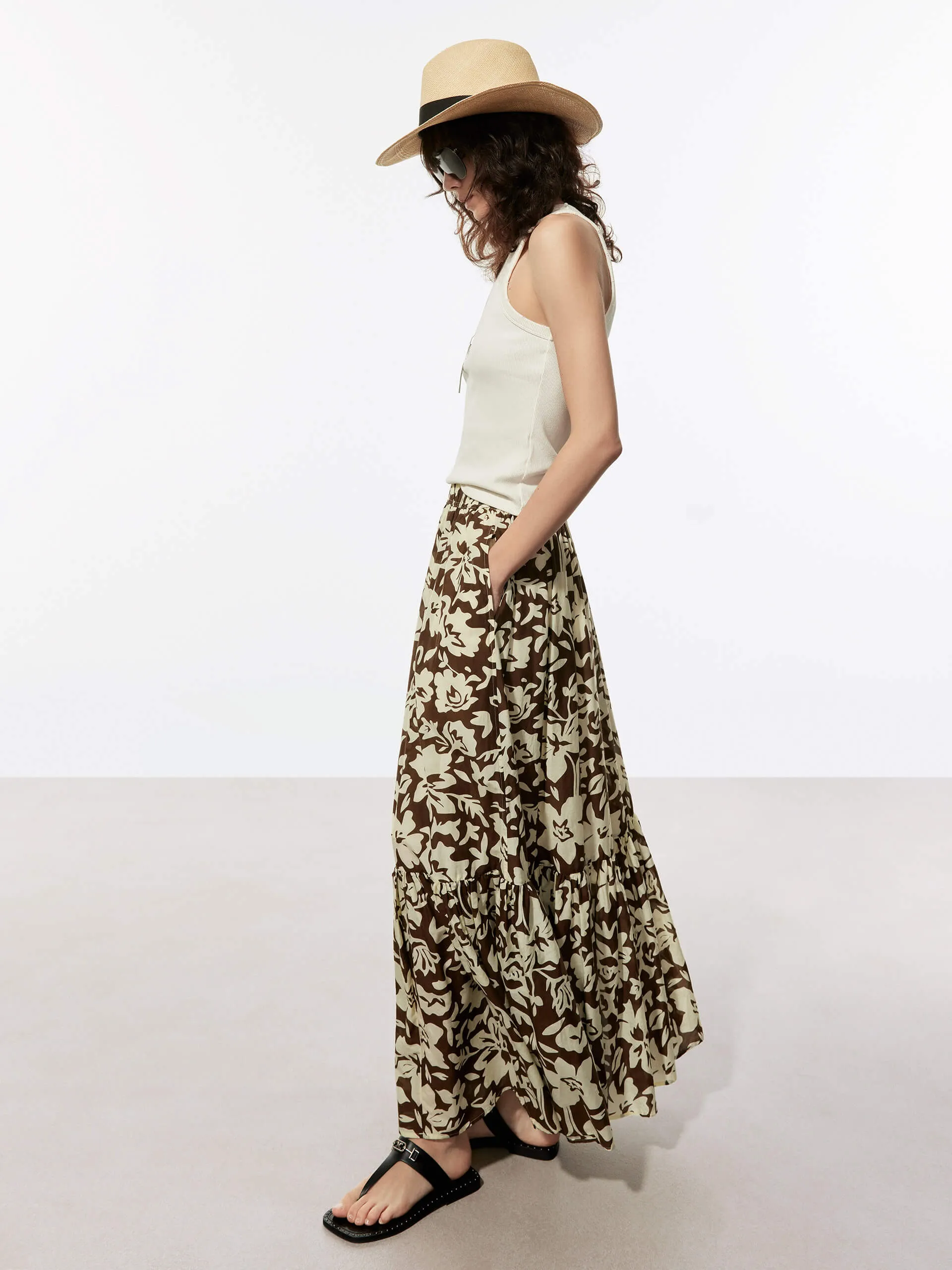 Flowy Floral Print Skirt