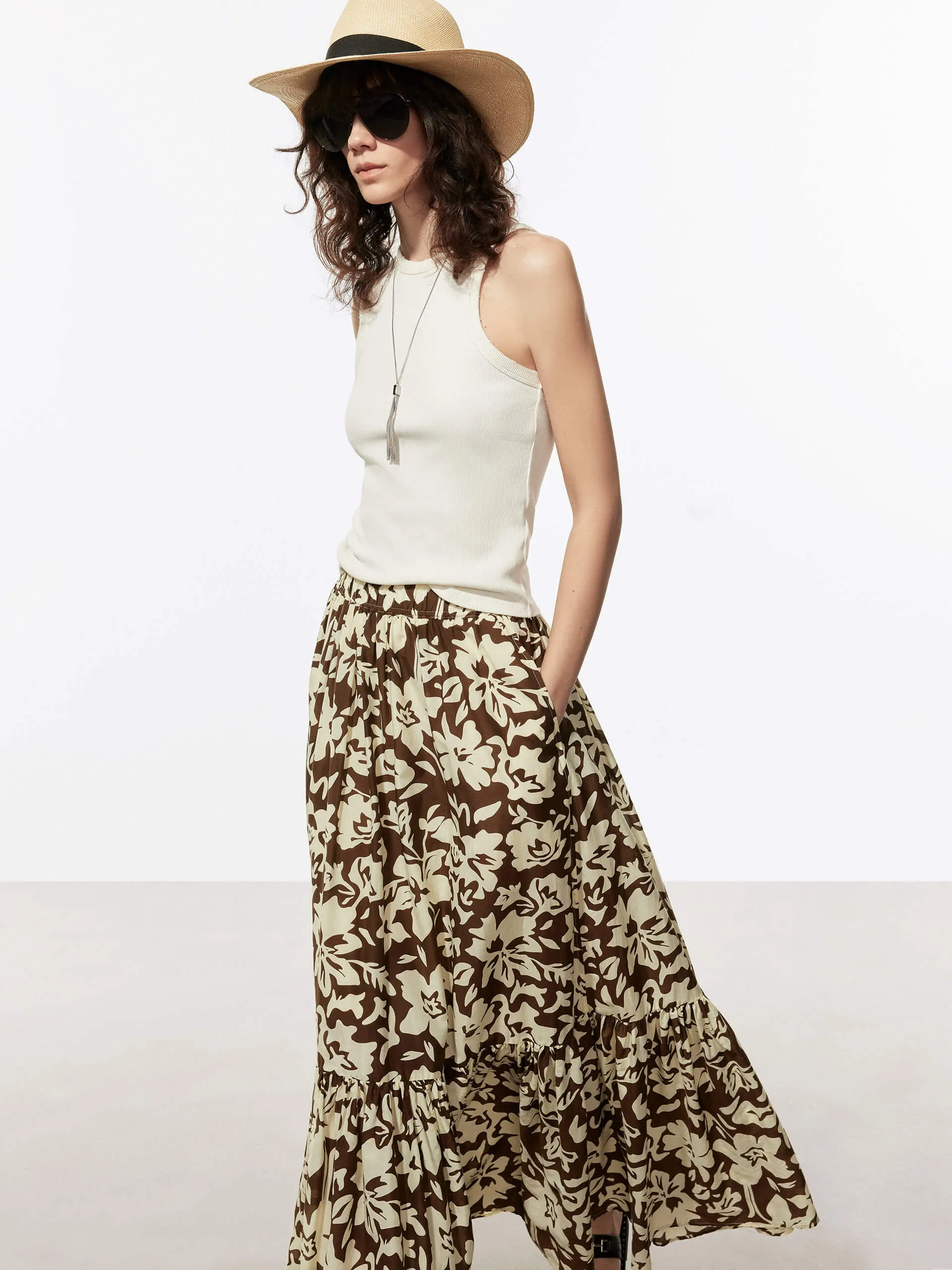 Flowy Floral Print Skirt