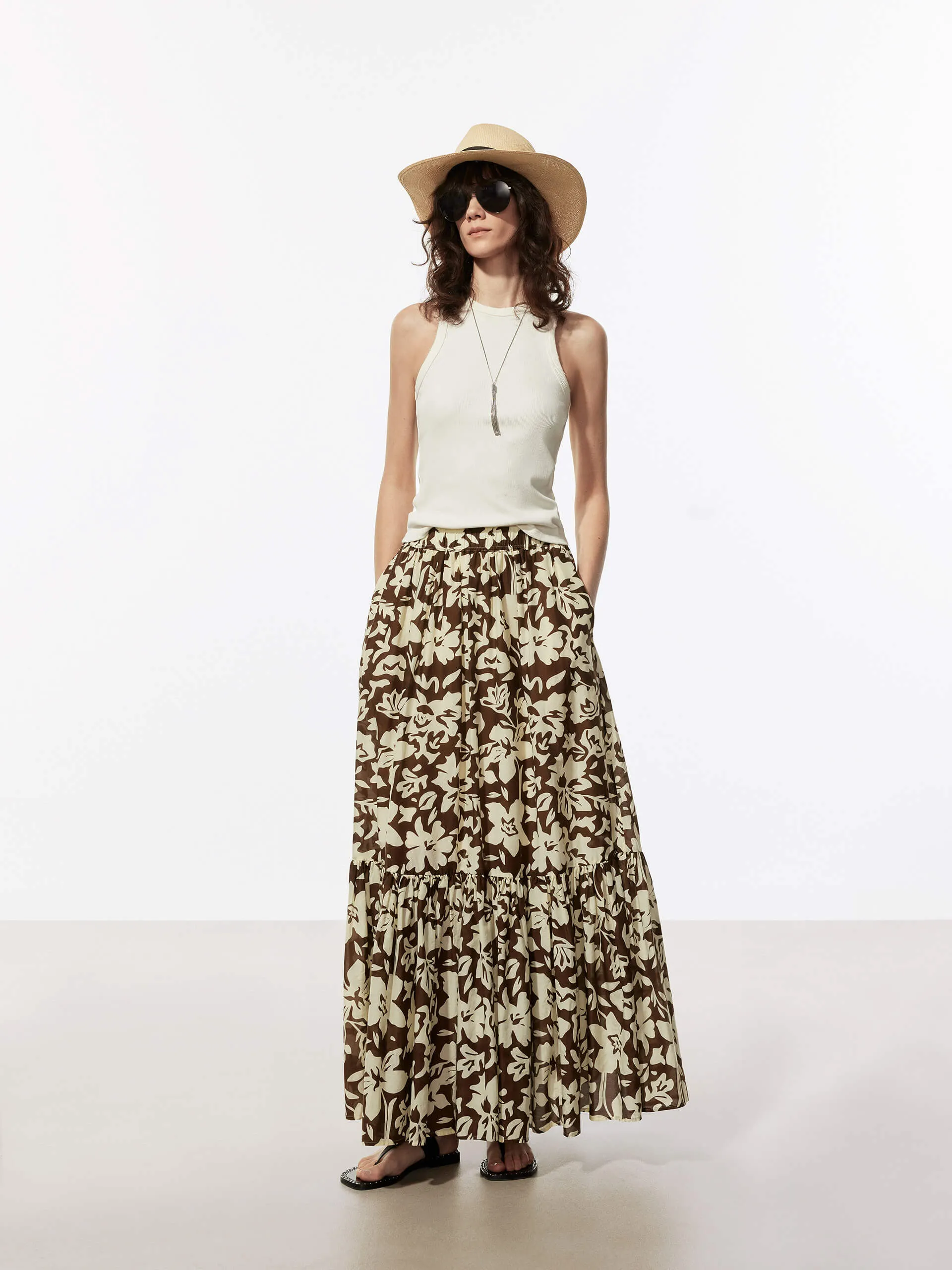 Flowy Floral Print Skirt