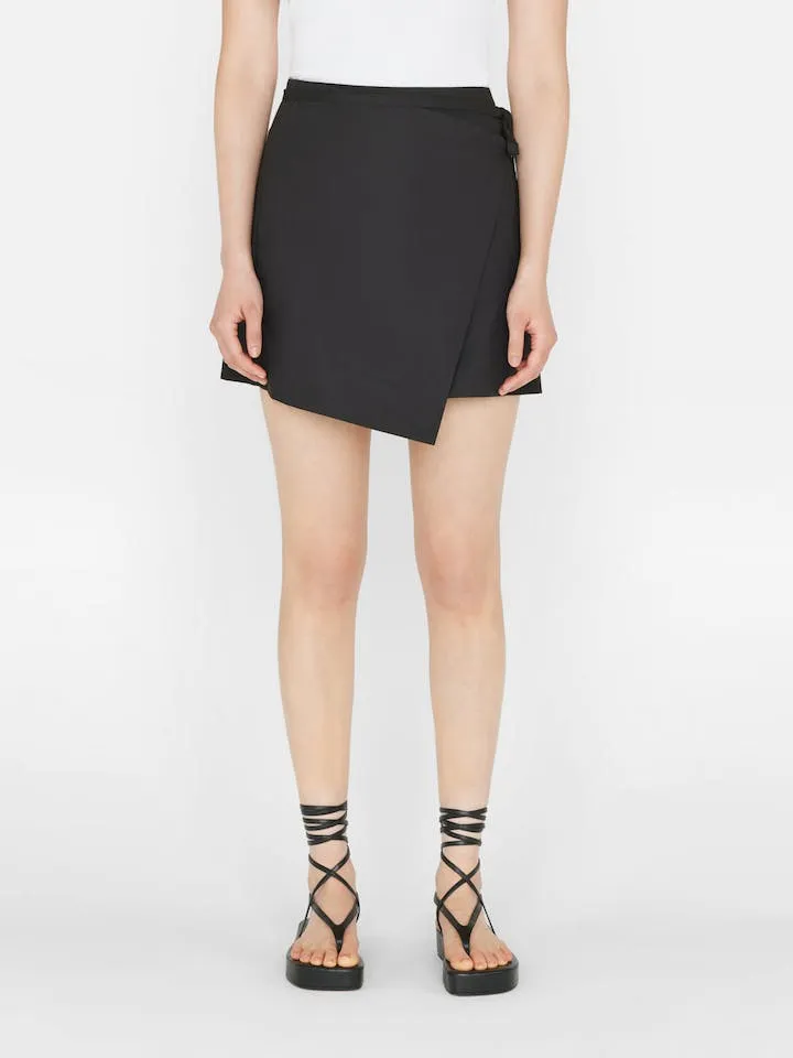 FRAME Wrap Mini Skirt in Noir