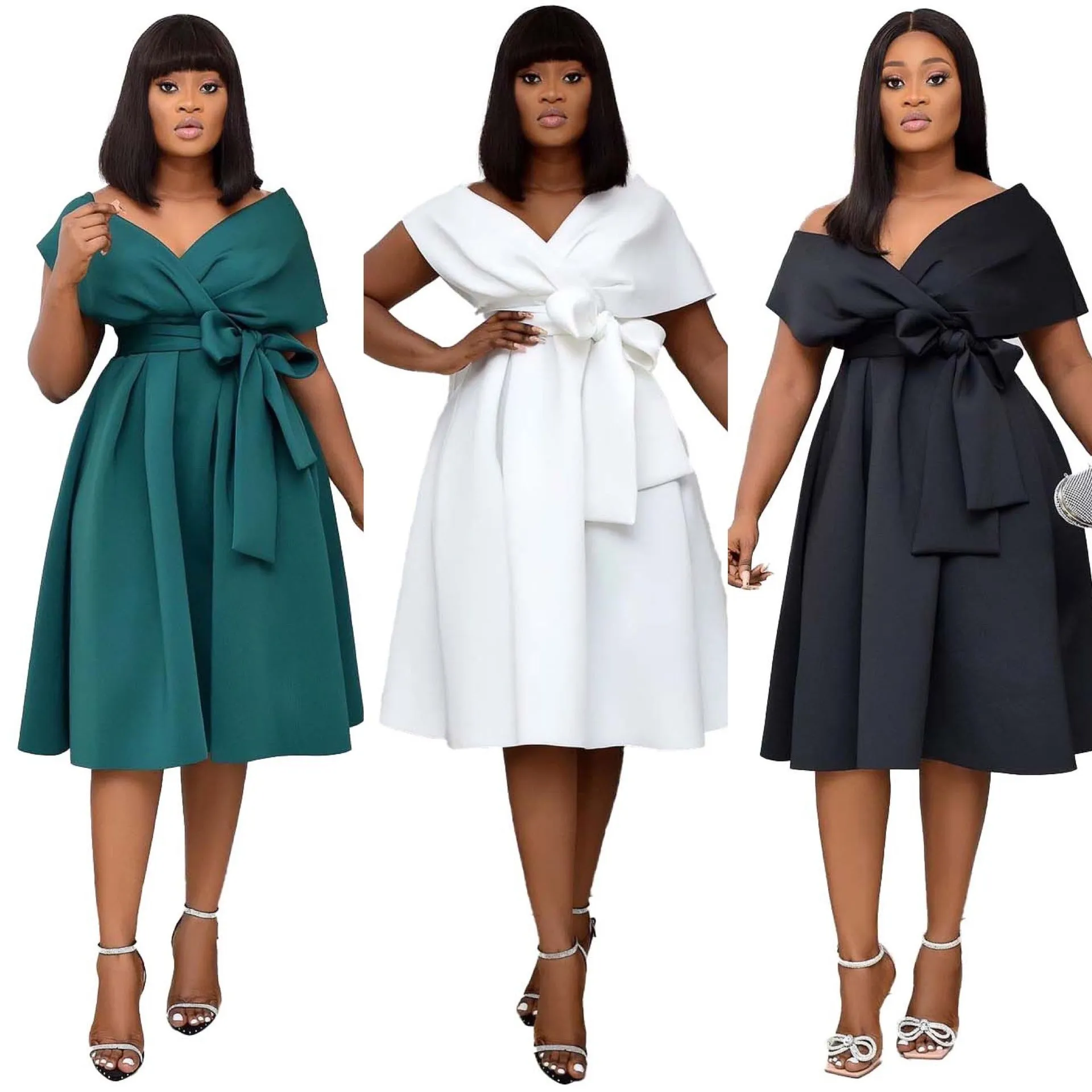 Funki Buys | Dresses | Women's Off Shoulder Bow Tie Dresses