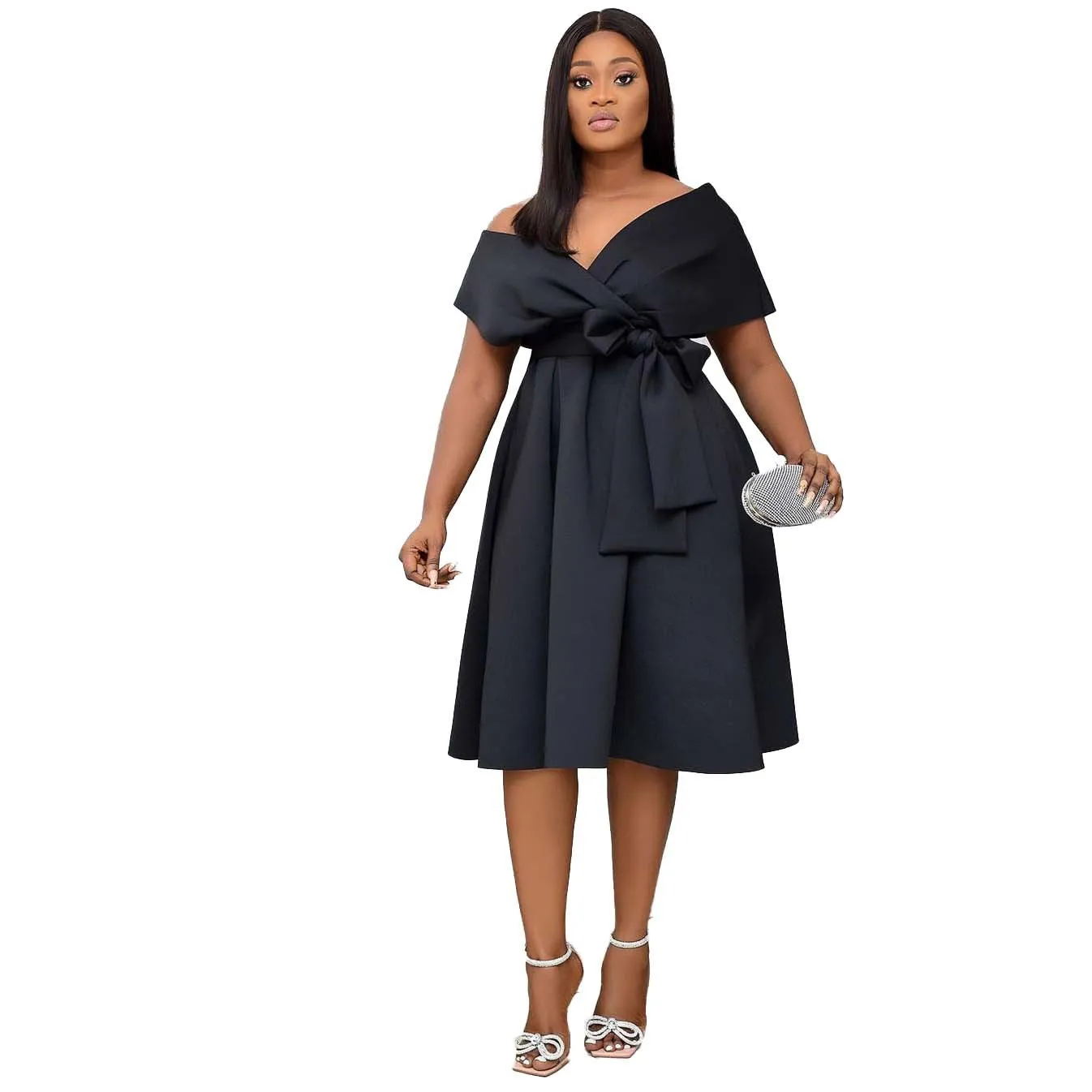 Funki Buys | Dresses | Women's Off Shoulder Bow Tie Dresses