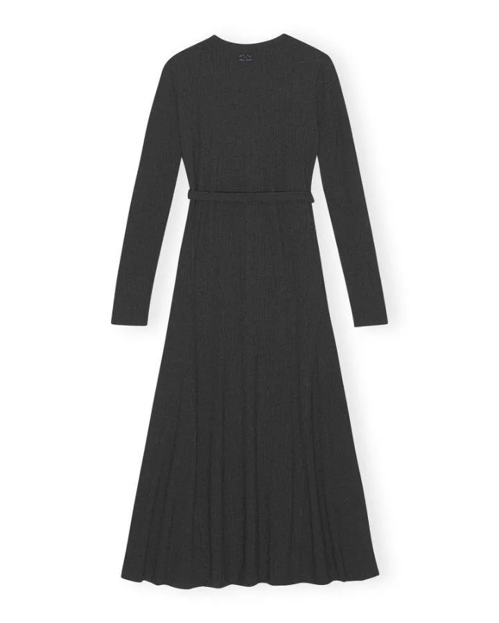 Ganni Rib Jersey Wrap Maxi Dress