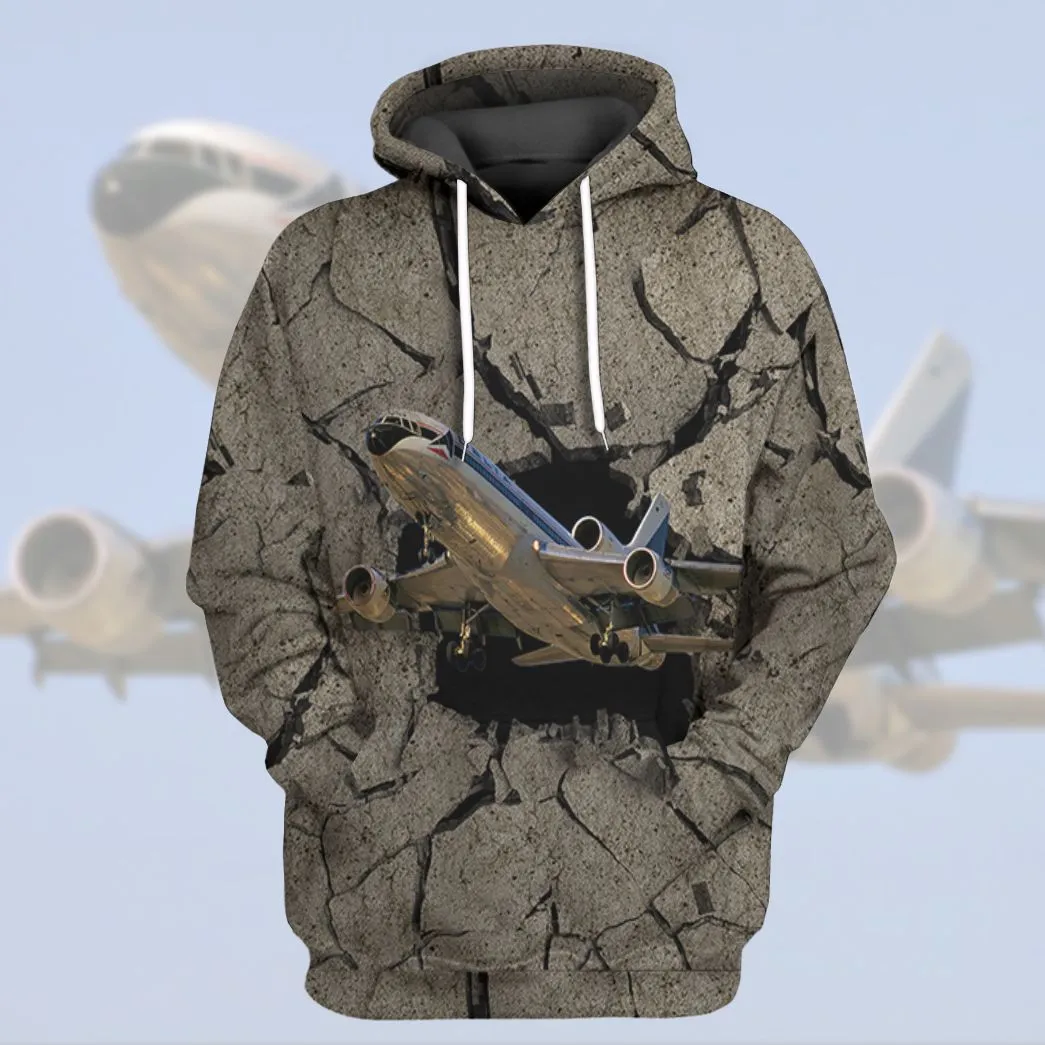 Gearhuman 3D Aircraft Going Through Tshirt Hoodie Apparel