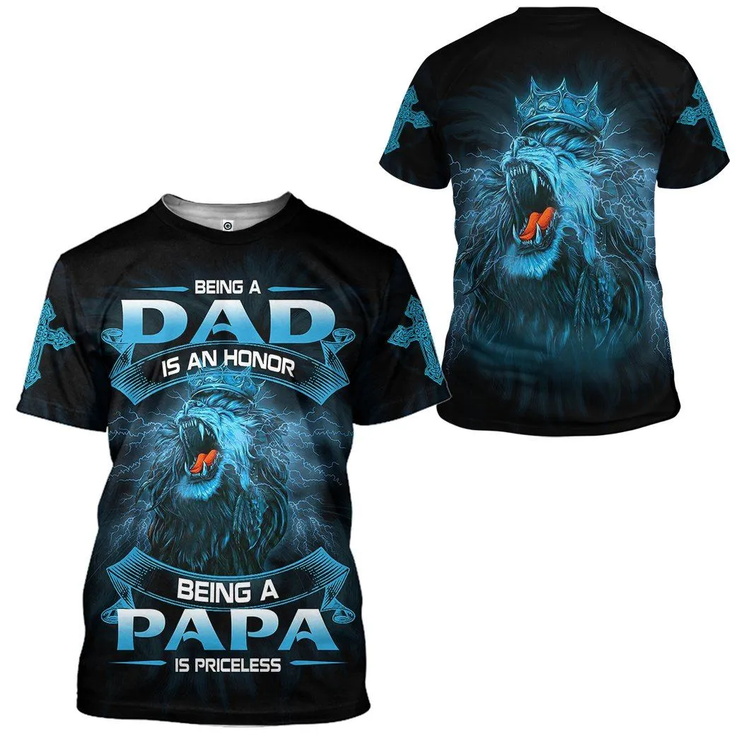 Gearhuman 3D Being A Papa Is Priceless Lion Fathers Day Gift Custom Tshirt Hoodie Apparel