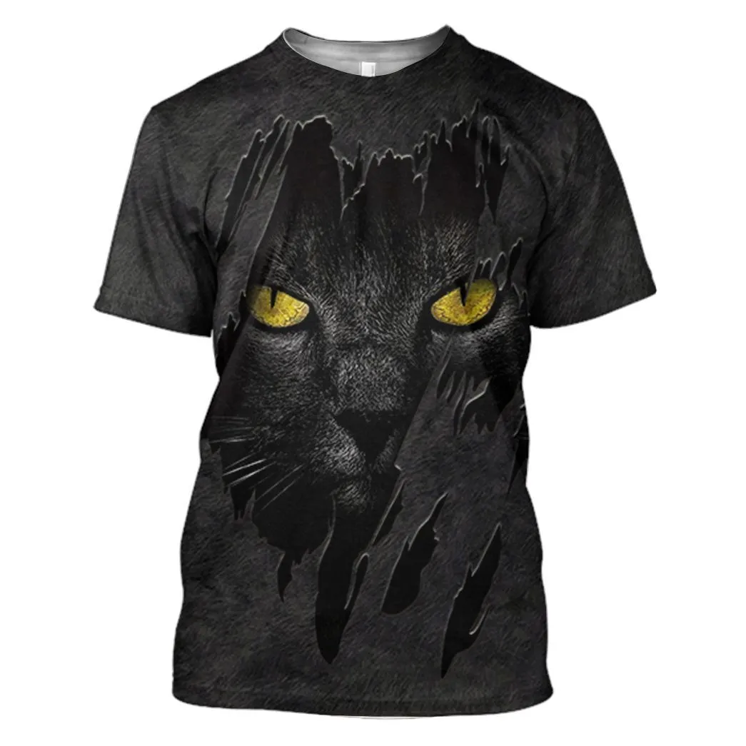 Gearhuman 3D Black Cat Fleece Tshirt Hoodie Apparel