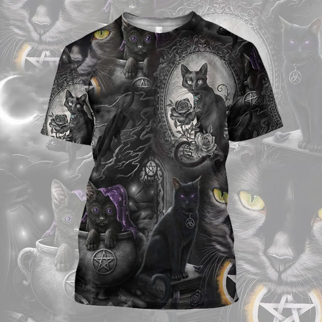 Gearhuman 3D Black Cat Tshirt Hoodie Apparel