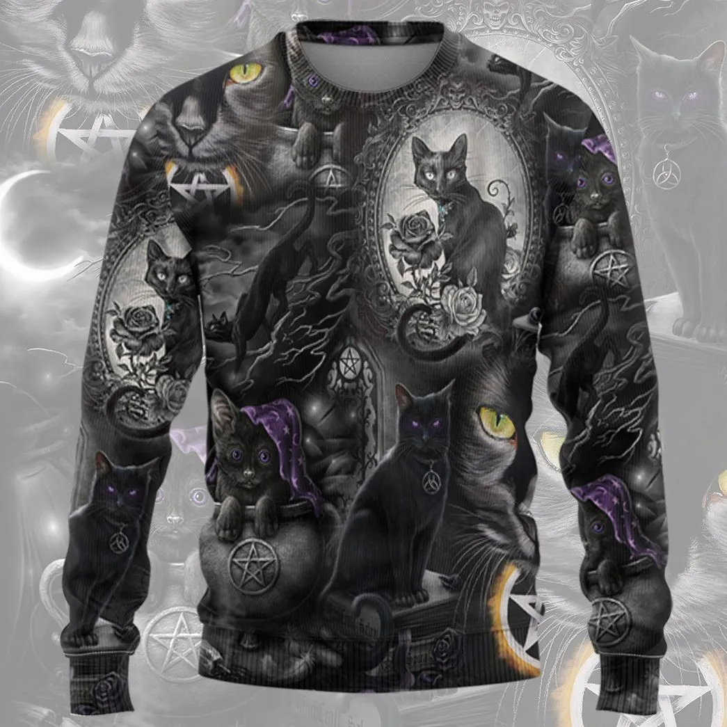 Gearhuman 3D Black Cat Tshirt Hoodie Apparel