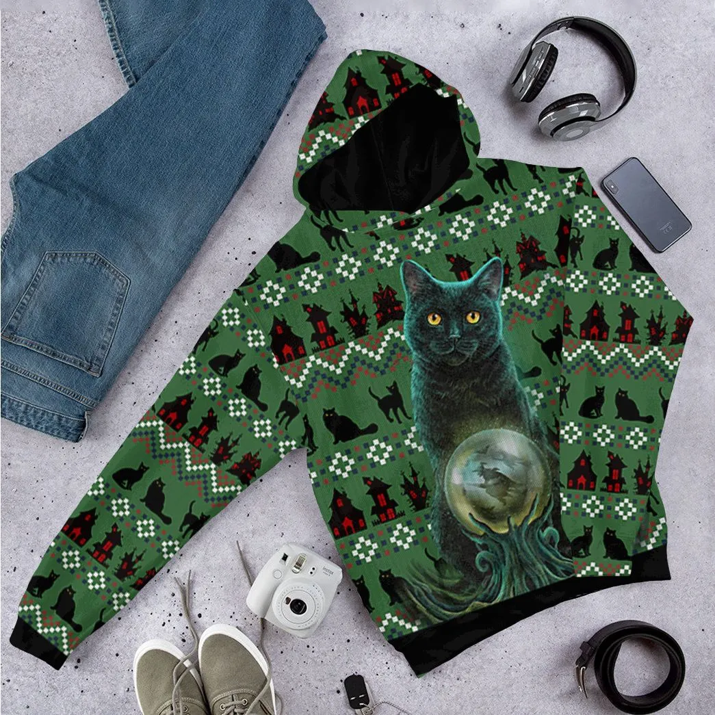 Gearhuman 3D Black Cat Ugly Pattern Tshirt Hoodie