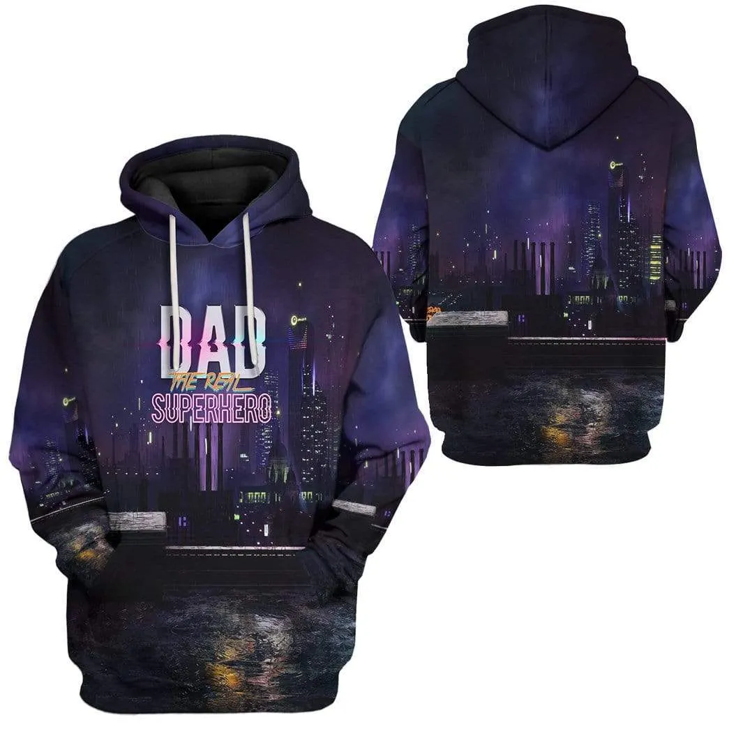 Gearhuman 3D Dad is the Real Superhero Custom Hoodie Apparel