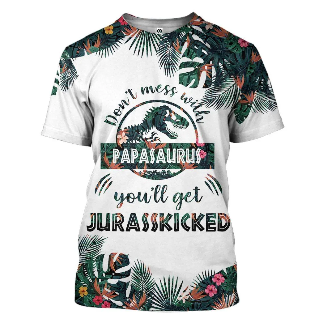 Gearhuman 3D Dont Mess With Papasaurus Fathers Day Gift Custom Tshirt Hoodie Apparel