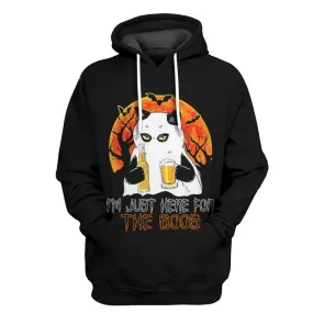 Gearhuman 3D I'm Just Here For The Boos Ghost Cat Hoodie