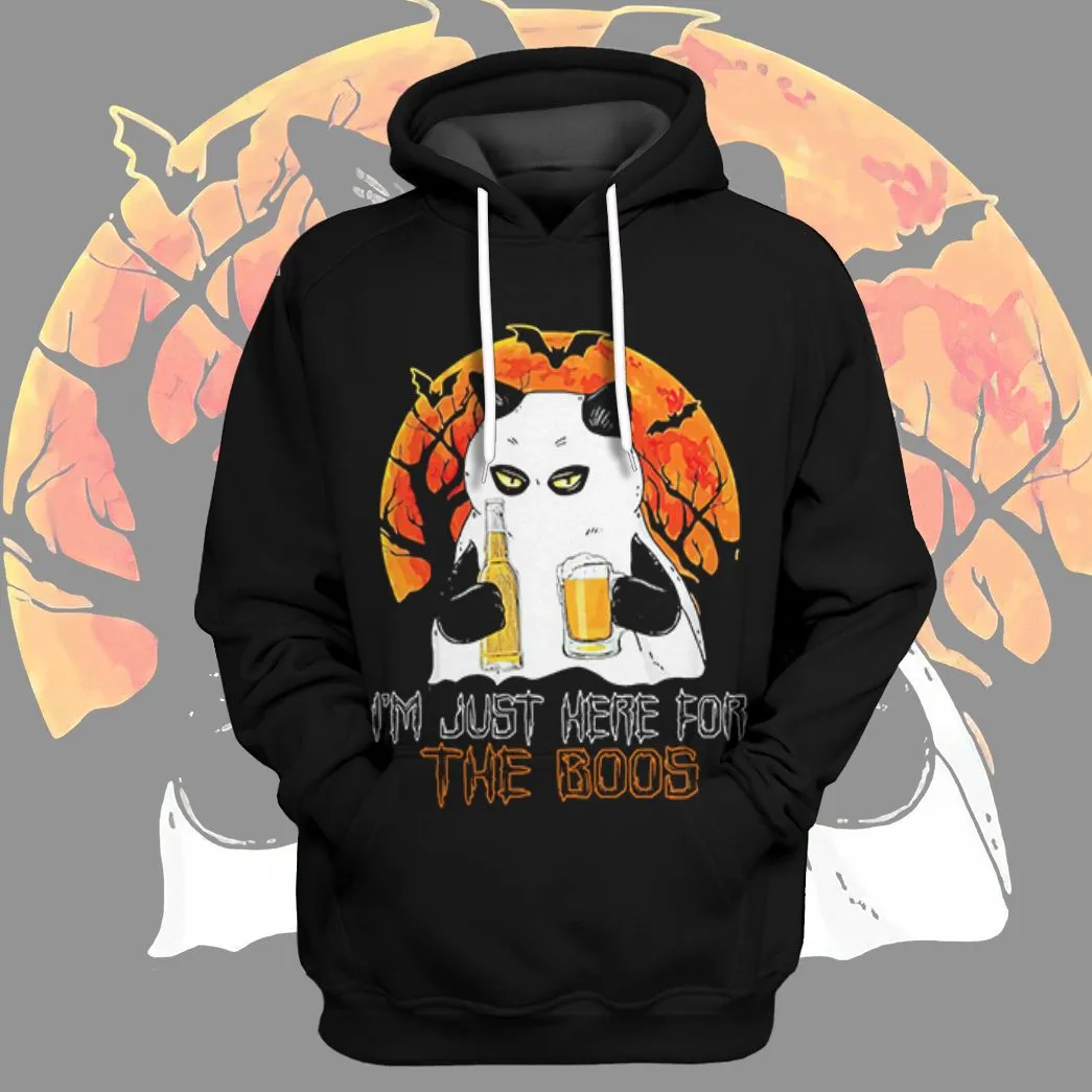 Gearhuman 3D I'm Just Here For The Boos Ghost Cat Hoodie